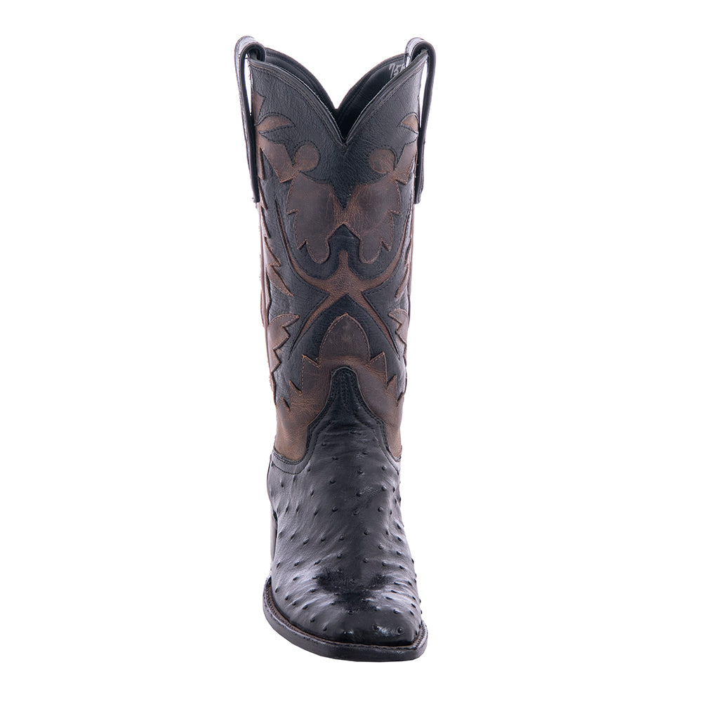 Ladies Cowboy 12-2 Black CC FQ Ostrich/Canella Goat Fern Inlay