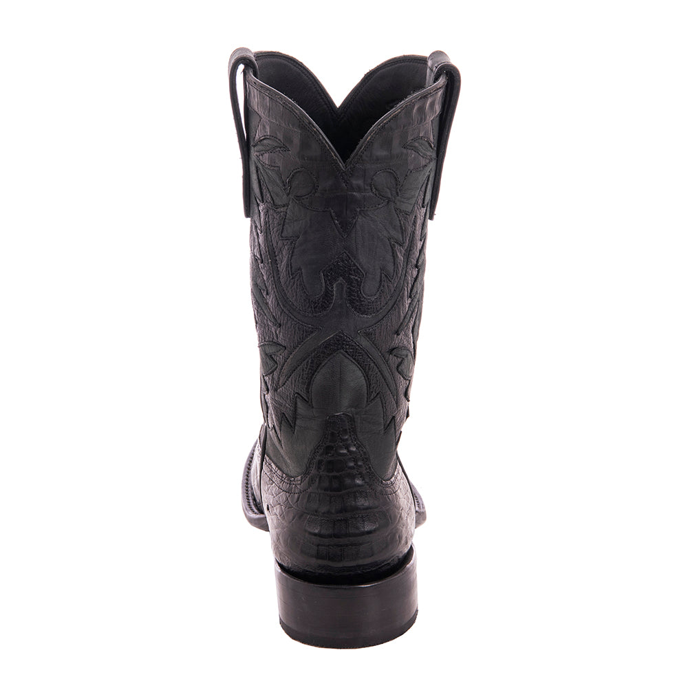Men's Cowboy 12-2 Black Caiman Croc/Black Oily Goat Fern Inlay