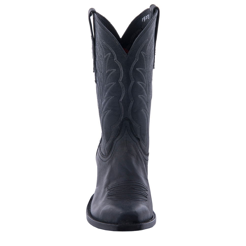 Men's Cowboy 12-2.5 Black Mad Dog Goat Winn Stitch Toe Bug