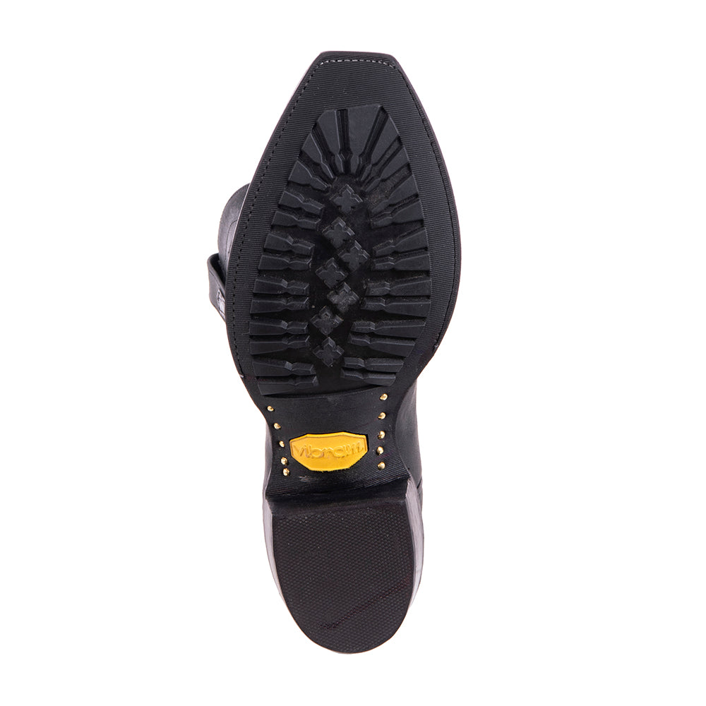 Men's Cowboy 12-2.5 Black Mad Dog Goat Winn Stitch Toe Bug Mini Vibram