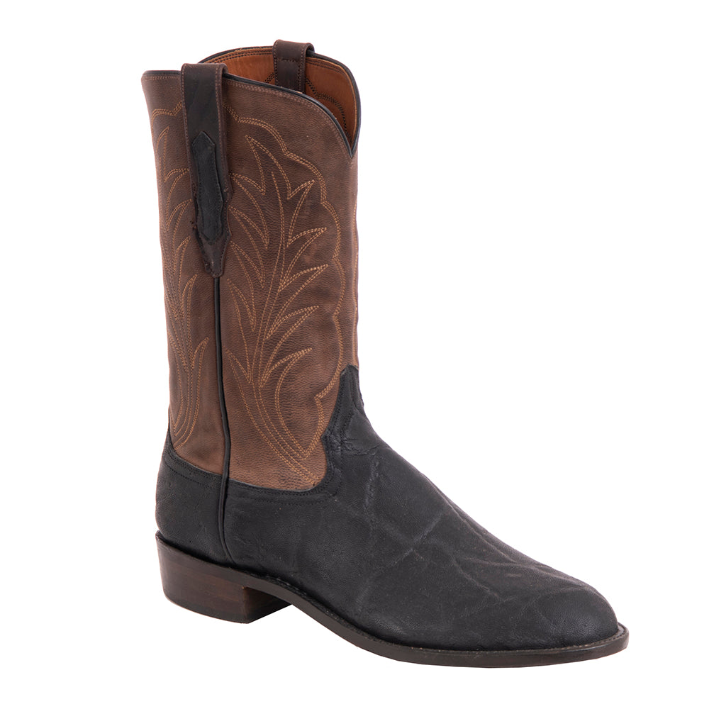 Men's Roper 12-2 Black Elephant/Tobac Goat Winn Stitch