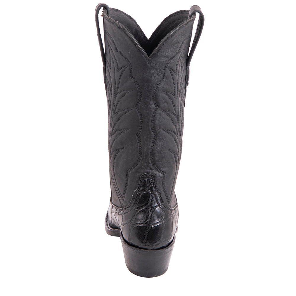 Ladies Cowboy 12-2 Black American Alligator Bias Cut/Black Aniline Winn