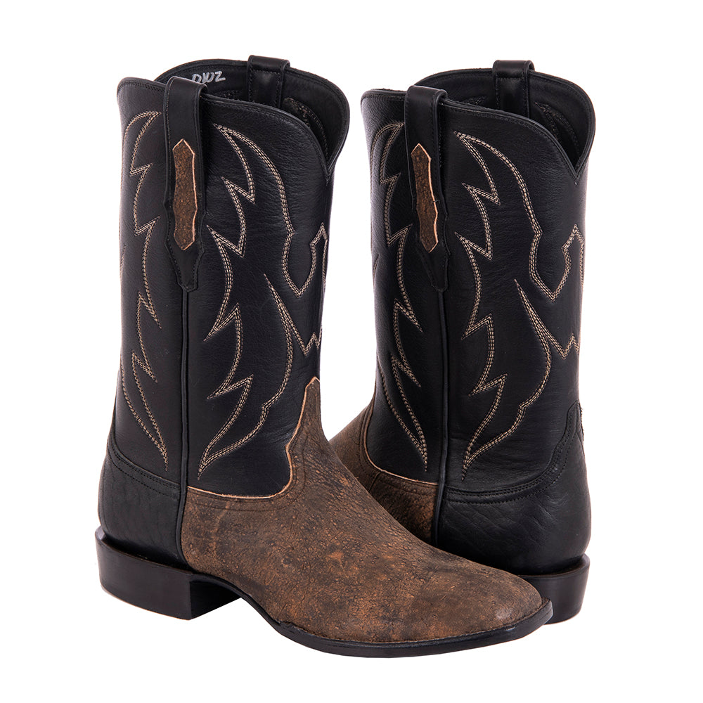 Men's Cowboy 12-2 Tan Giraffe/Black Aniline Crown Spur Lip