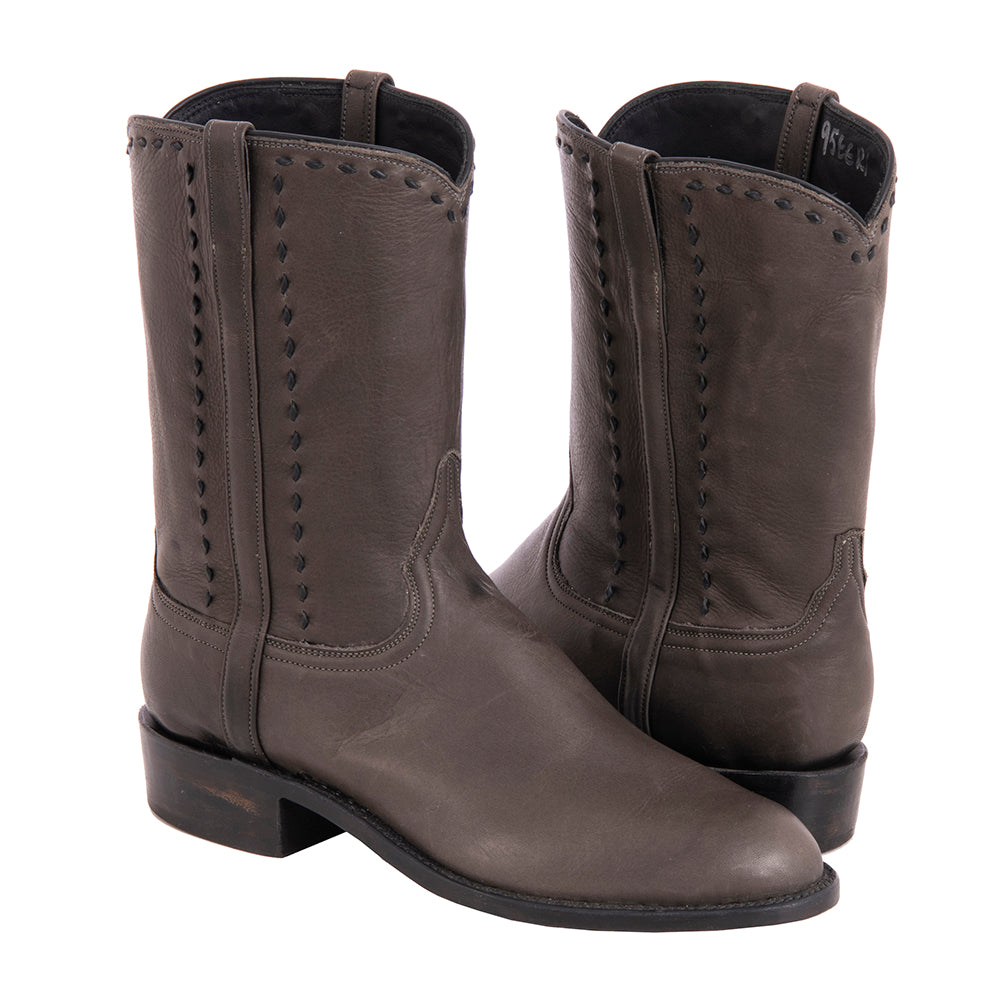 Men's Roper 10-1 Grey Aniline Covered Side Seam Buckstitch