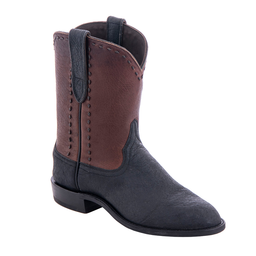 Men's 10" Cowboy Black Elephant Brown Bison Black Buckstitch Boot