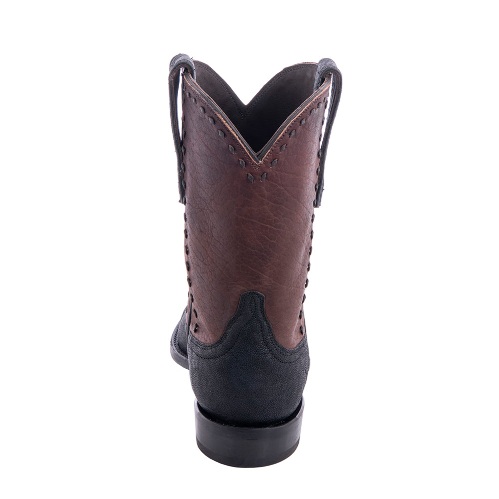 Men's 10" Cowboy Black Elephant Brown Bison Black Buckstitch Boot