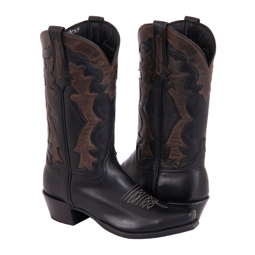 Ladies Cowboy 12-2.5 Black Analine GP w/Tobac Inlay