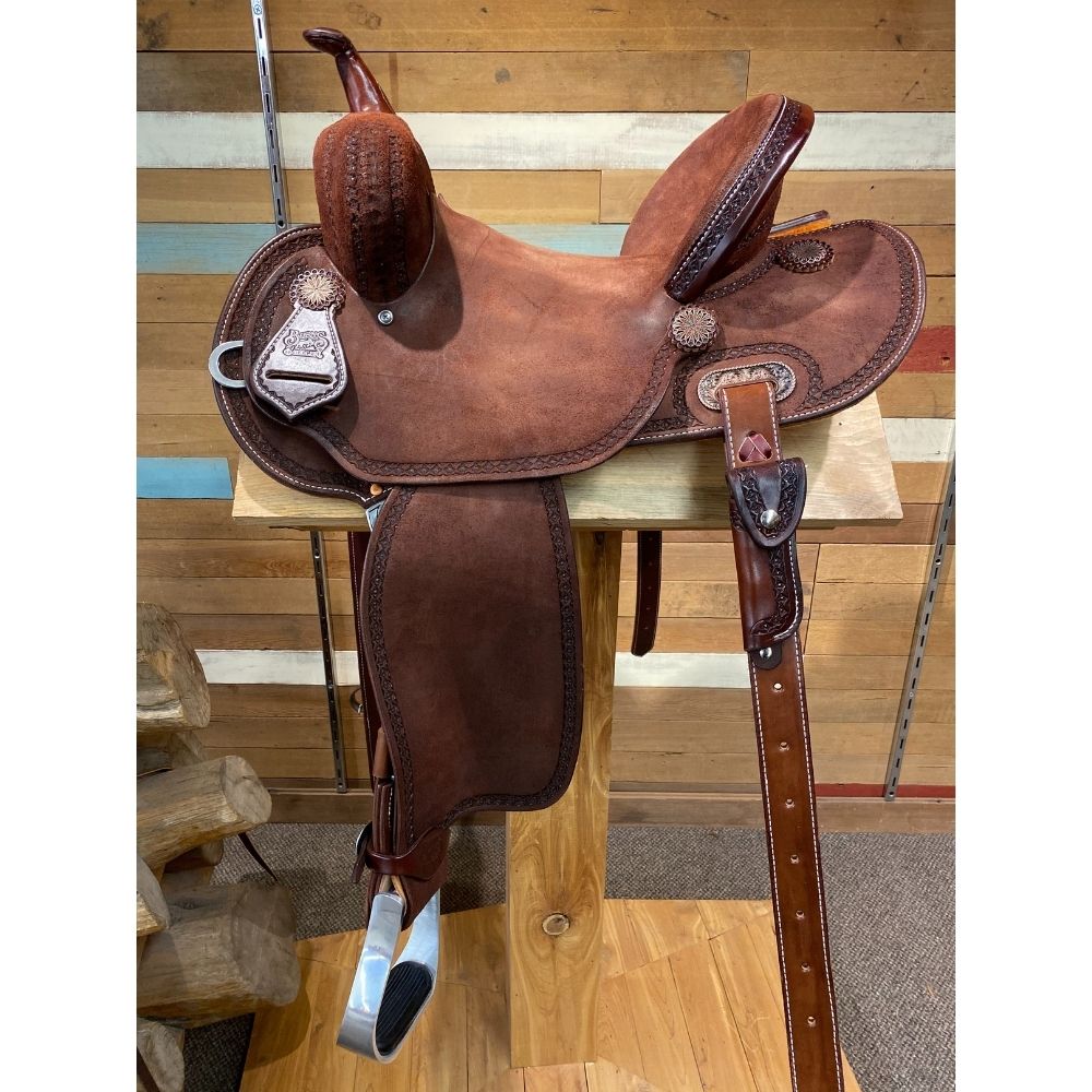 Burns Chocolate RO Barrel Saddle- Round- Celtic Border