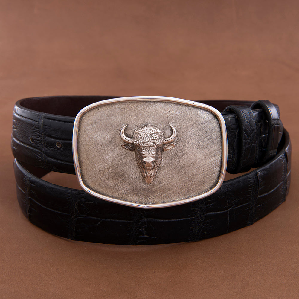 SST COLT CROSSHATCH BUCKLE W/BISON HEAD