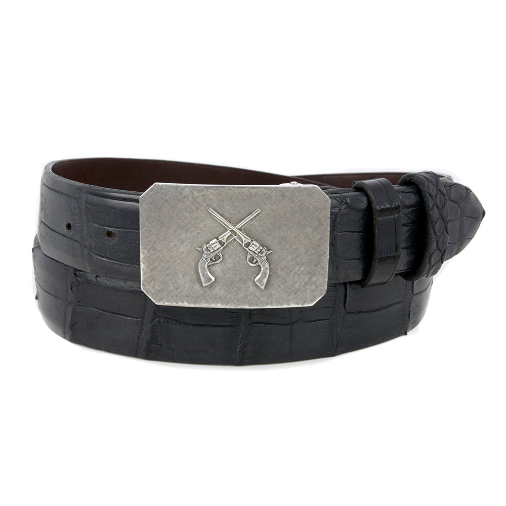 SUNSET TRAILS CROSSHATCH MESA BUCKLE W/ PISTOLS