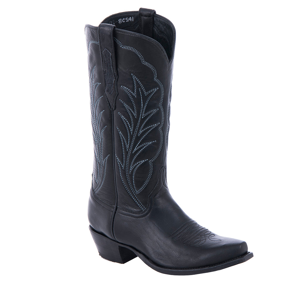 Ladies Cowboy 13-2 Black Aniline Blue Winn Stitch Toe Bug