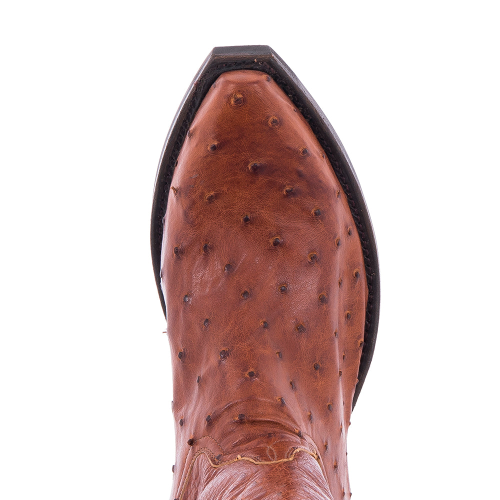 Ladies Cowboy 16" Cognac Full Quill Ostrich Cowboy Boot