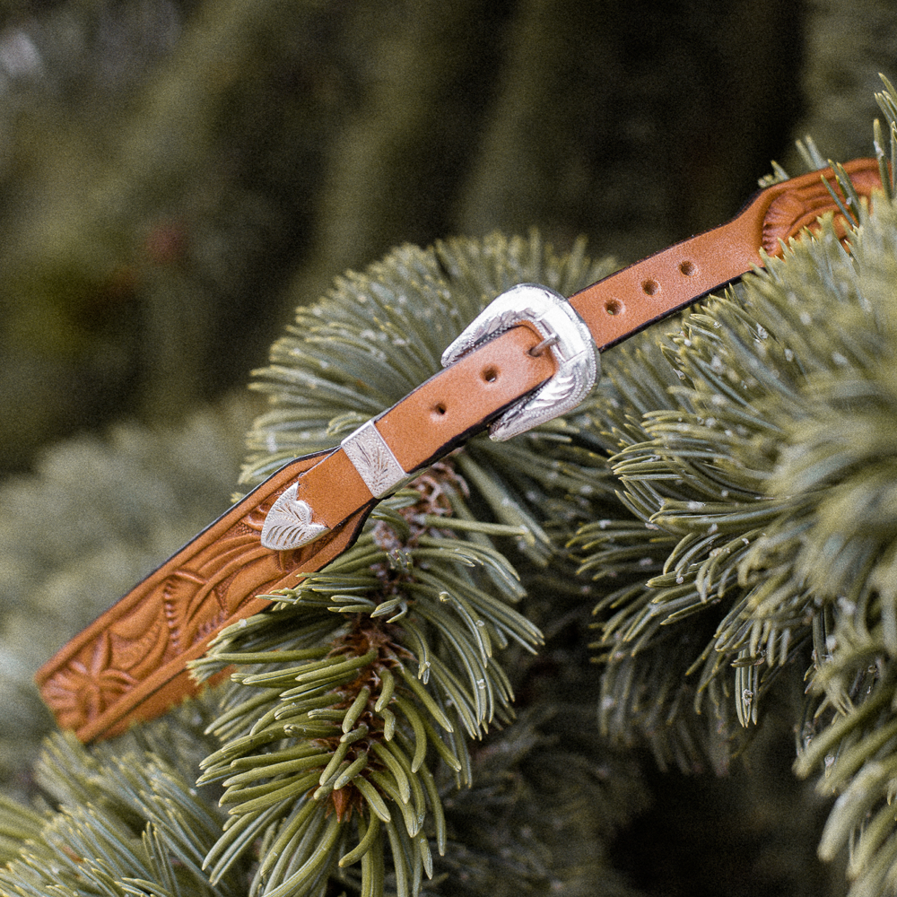 NATURAL WILD ROSE TOOLED HAT BAND