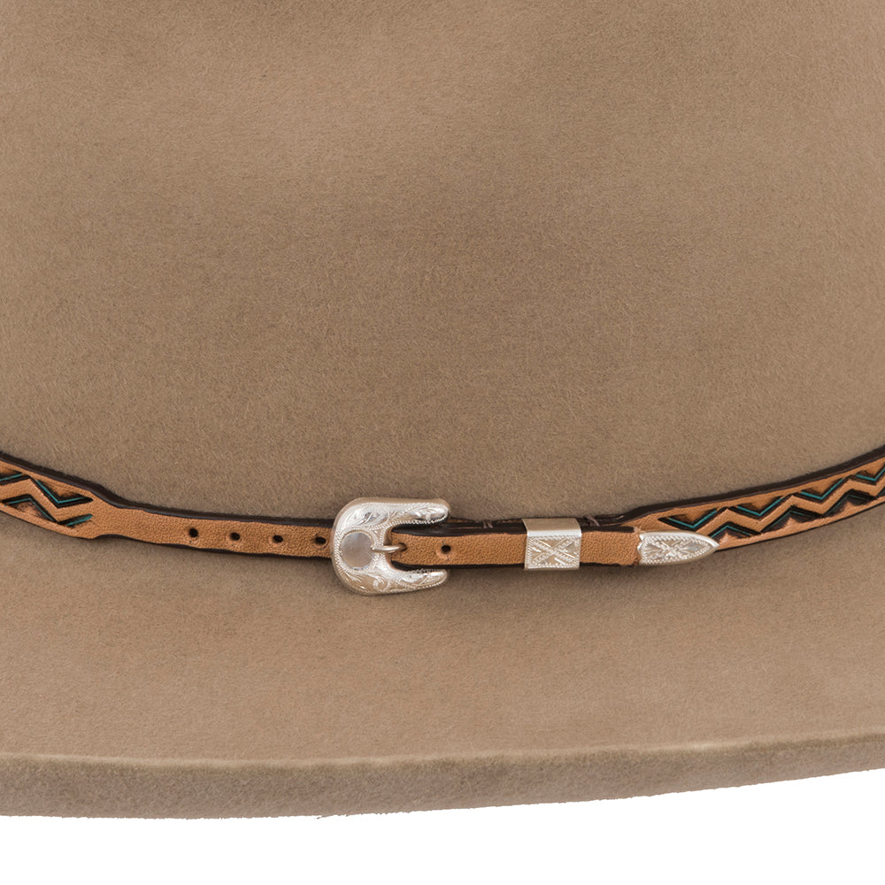 ANTQIUE BROWN AZTEC HATBAND W/TURQUOISE