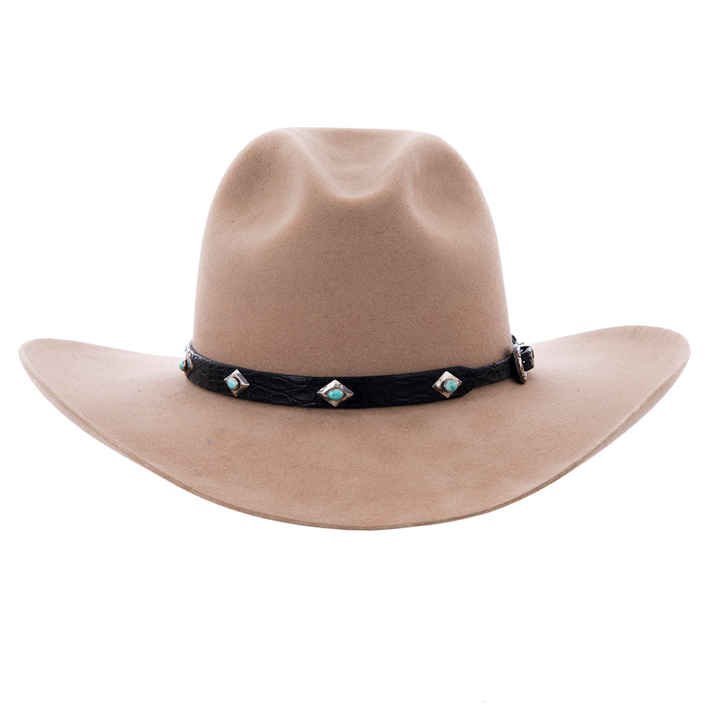 BLACK GATOR HATBAND W/9 TQ STONES AND SS DIAMONDS