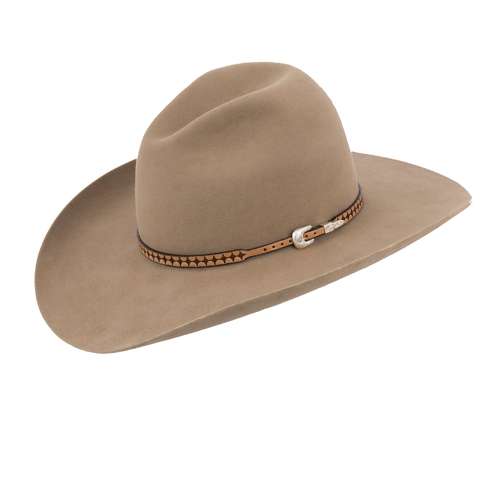 ANTIQUE BROWN HATBAND W/ RED SANTA FE STAR