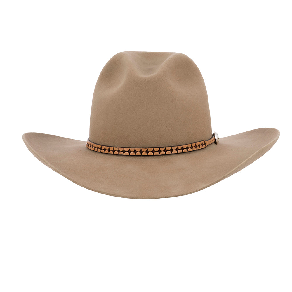 ANTIQUE BROWN HATBAND W/ RED SANTA FE STAR