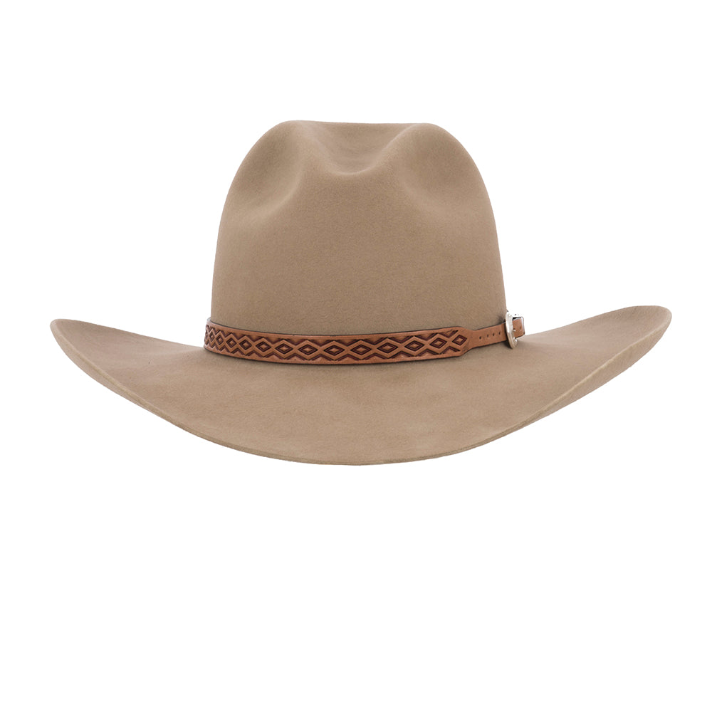 DIAMOND HALF DIAMOND TOOLED ANTIQUE RED HATBAND