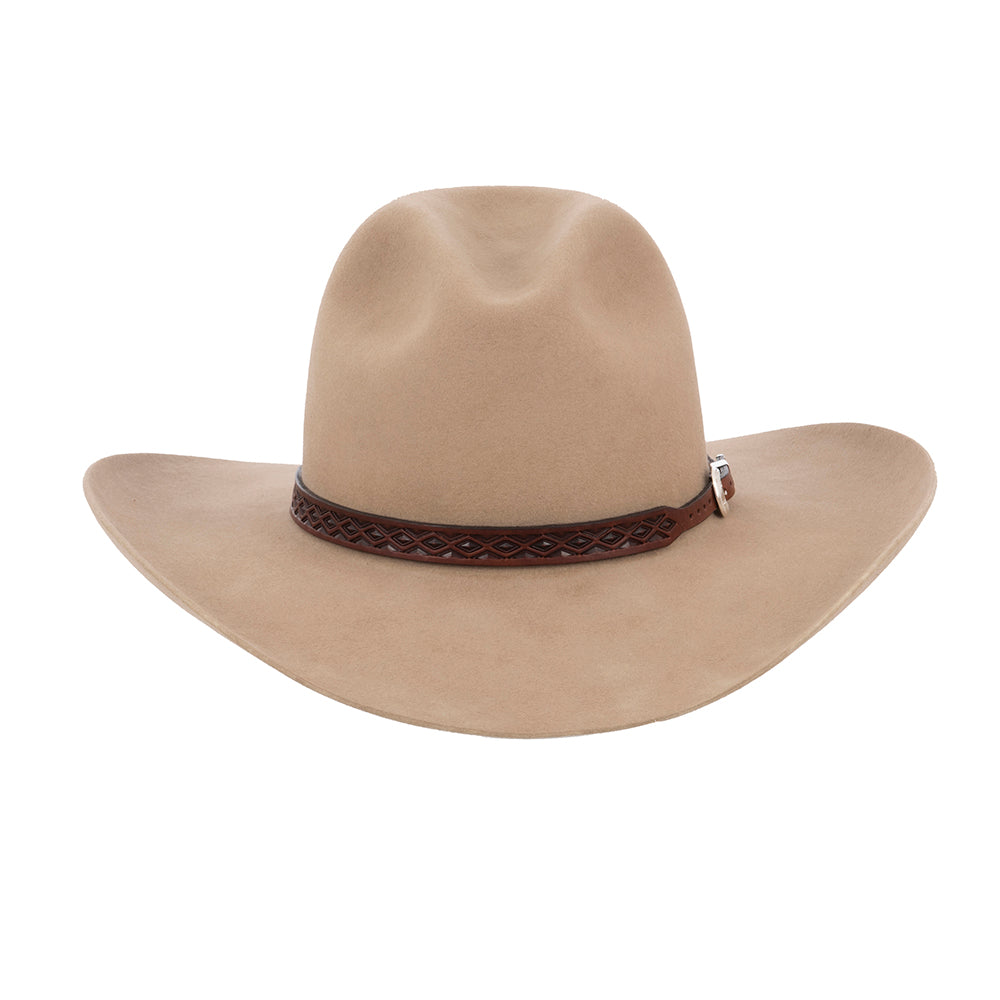 DIAMOND HALF DIAMOND TOOLED HATBAND CHOCOLATE