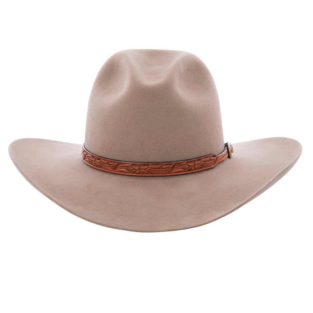 WILD ROSE TOOLED HAT BAND ANTIQUE BROWN