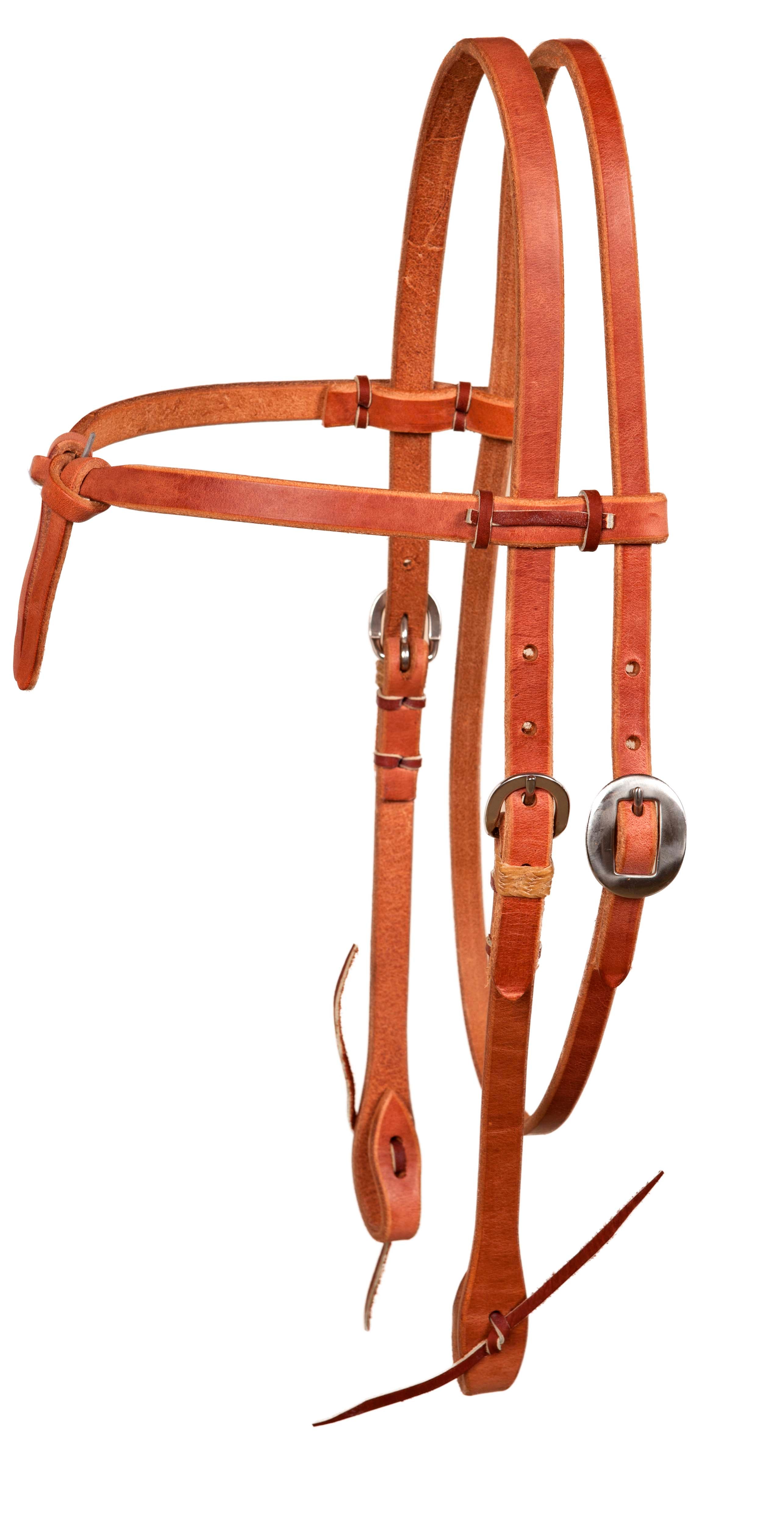 Harness Leather Hand Tied Headstall Futurity Browband Stainless Hardware Rawhide Loops