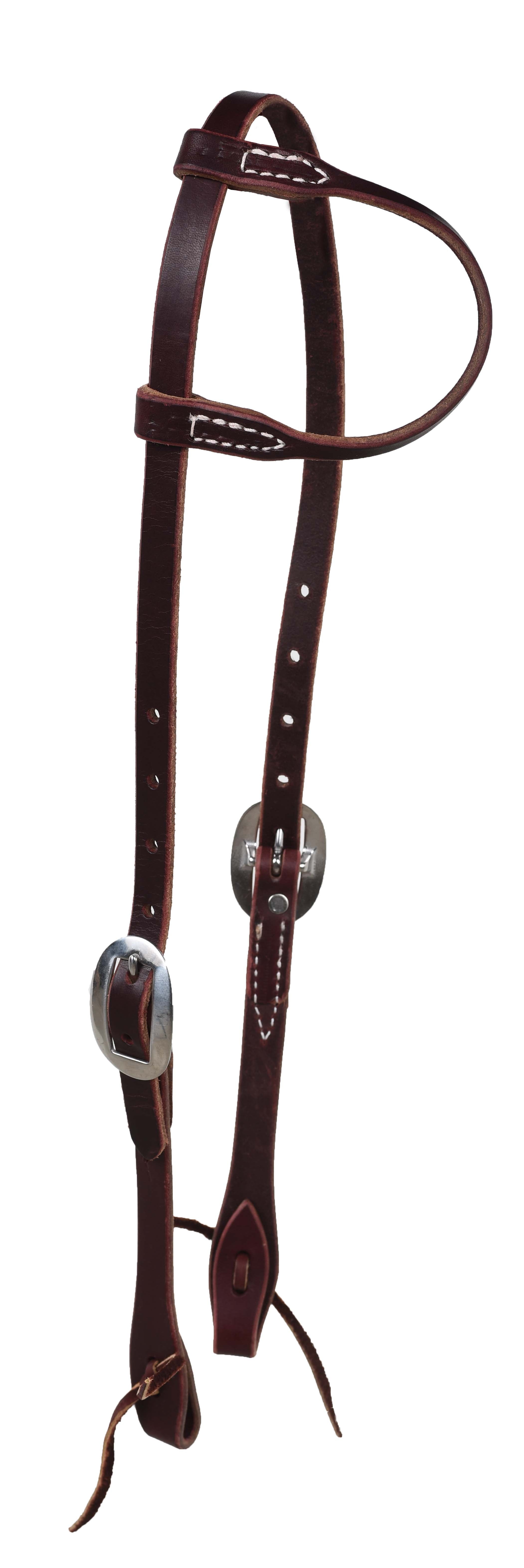 Latigo Rolled One Ear Headstall Stainless Hardware