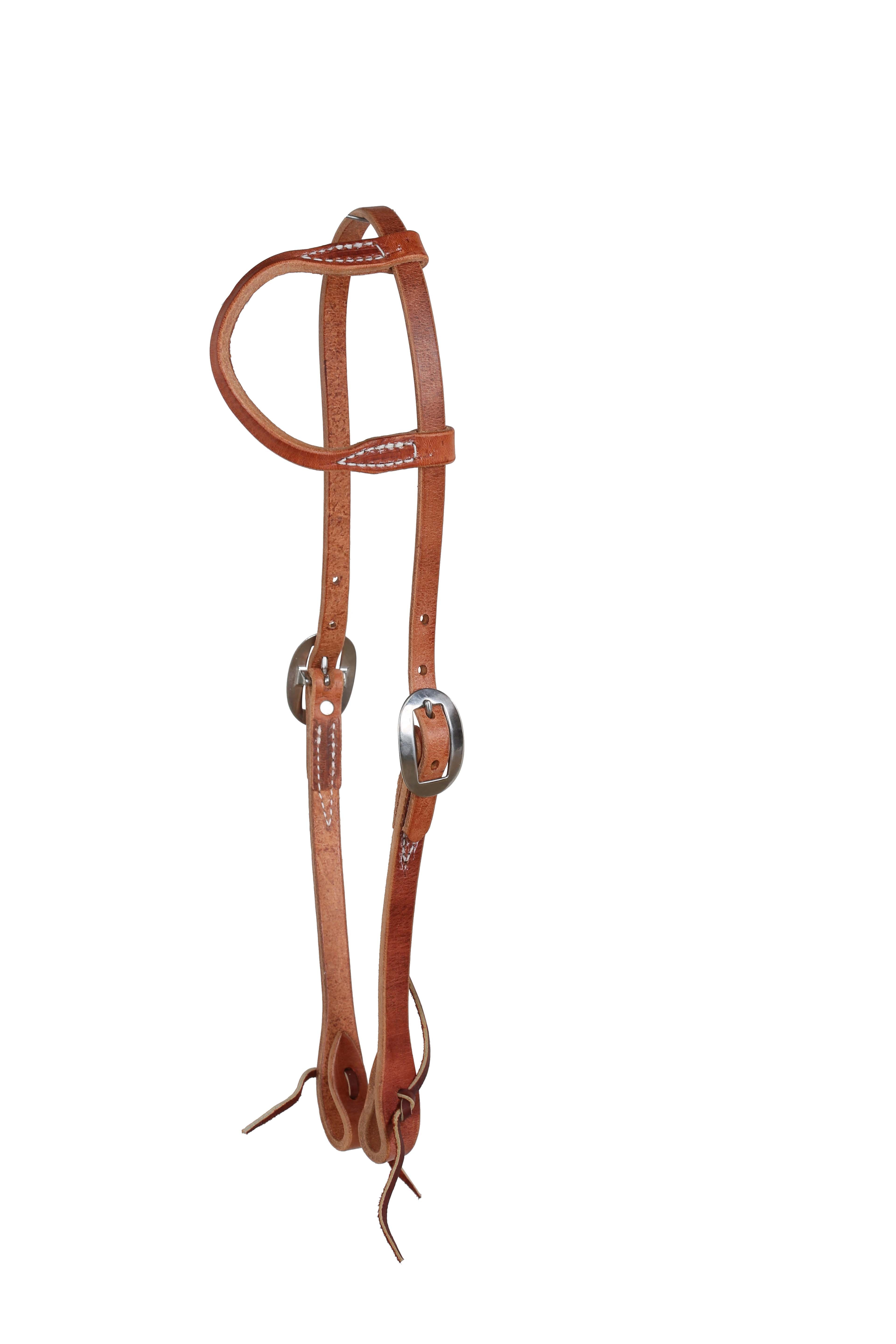 Harness Leather Headstall Knotted Bit Closures Stainless Hardware