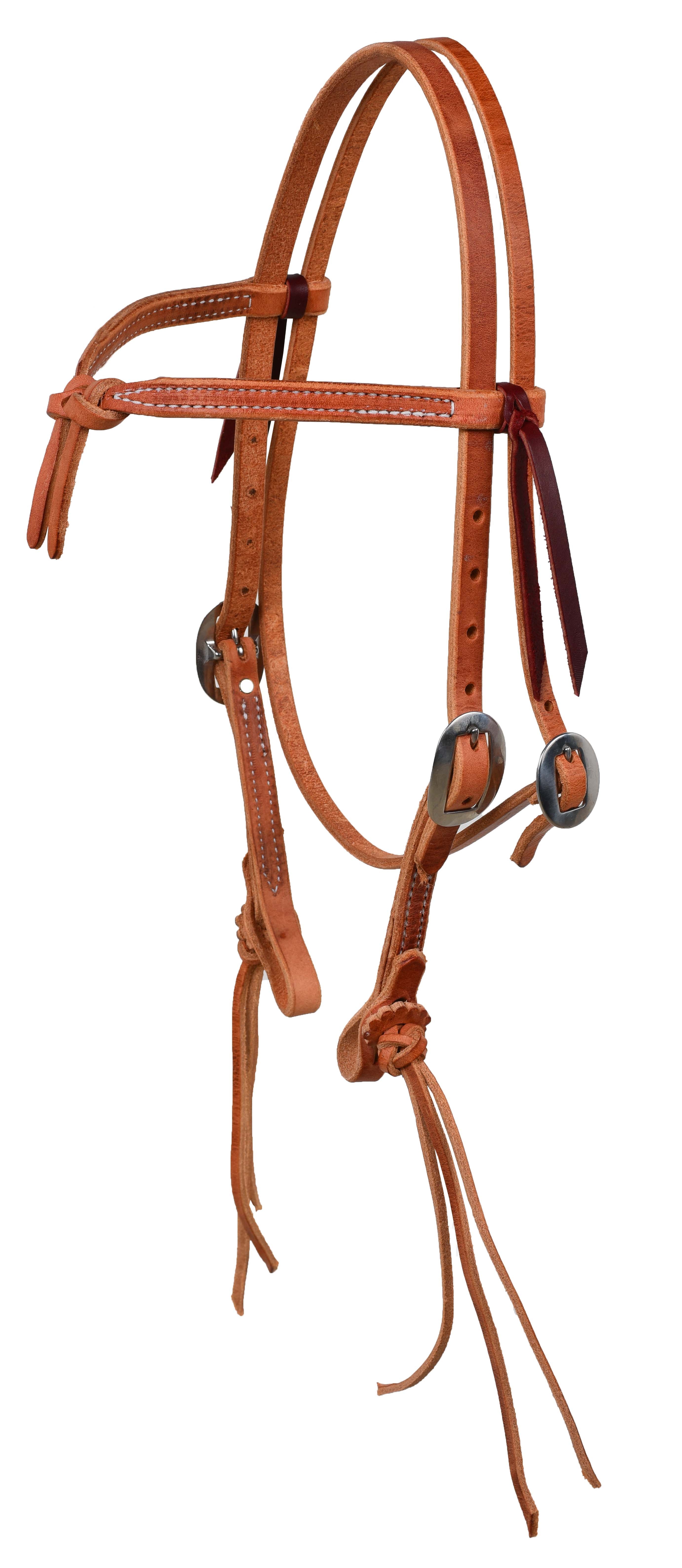 Harness Leather Knotted Browband Braided Bit Closure Stainless Hardware