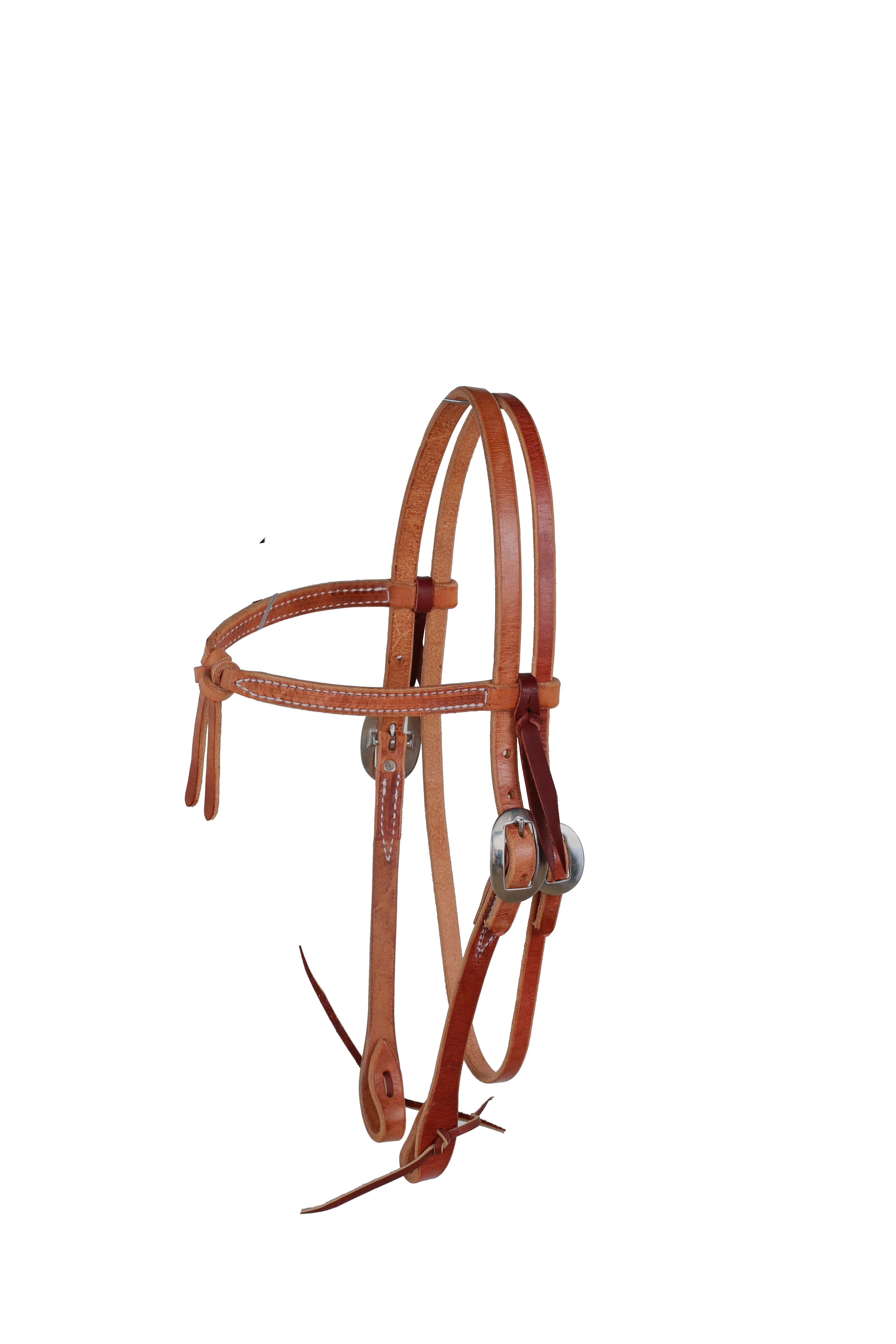 Harness Leather Knotted Browband Headstall Stainless Hardware Tie Ends