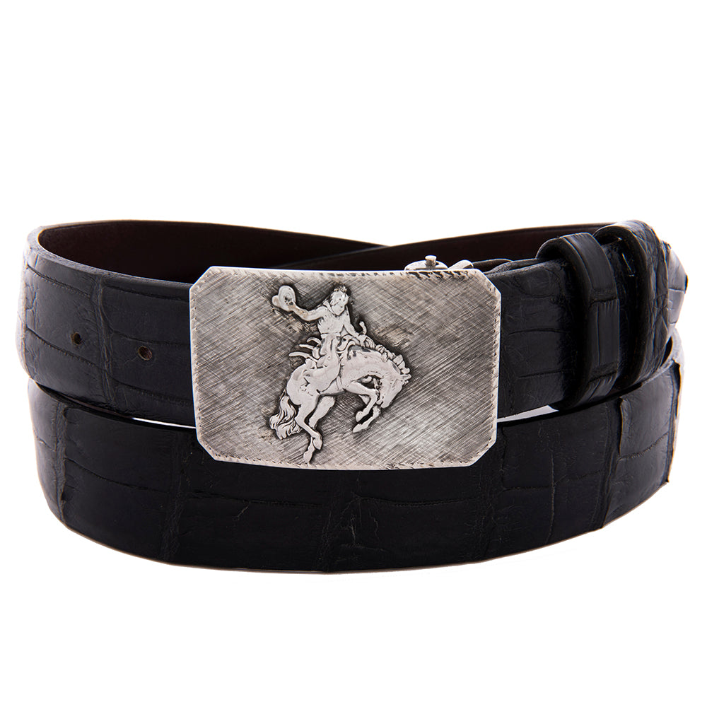 SUNSET TRAILS CROSSHATCH MESA BUCKLE W/ BRONC
