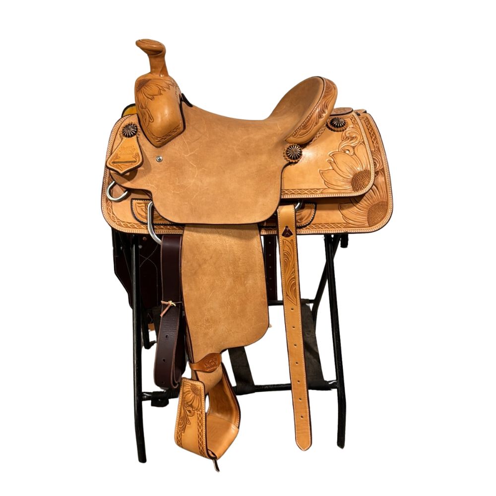 Burns Russet SO/RO Rope Saddle - Conventional - 1/2 Sunny Daze w/ DHD Border