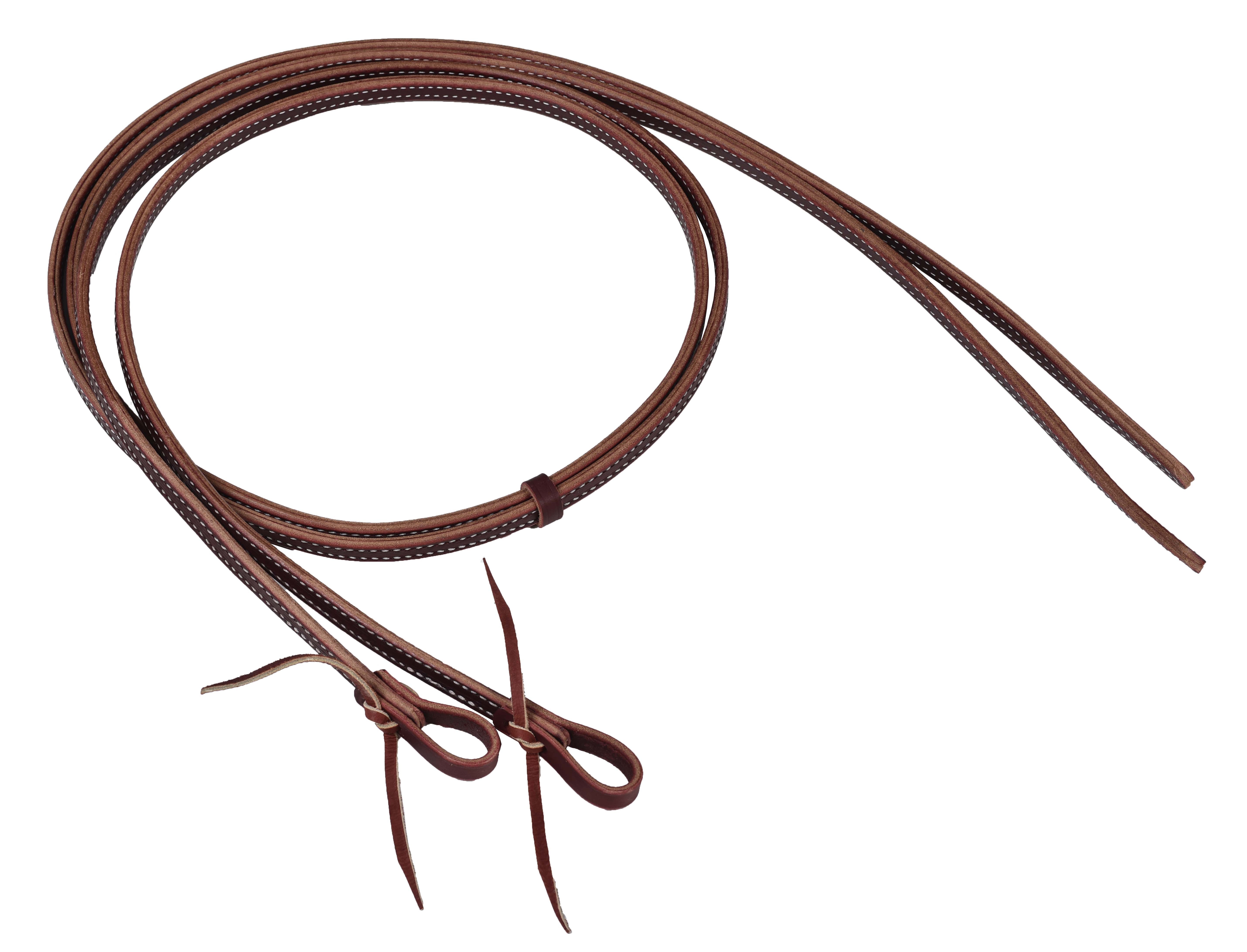 Doubled and Stitched Latigo Split Reins with Waterloop Ties