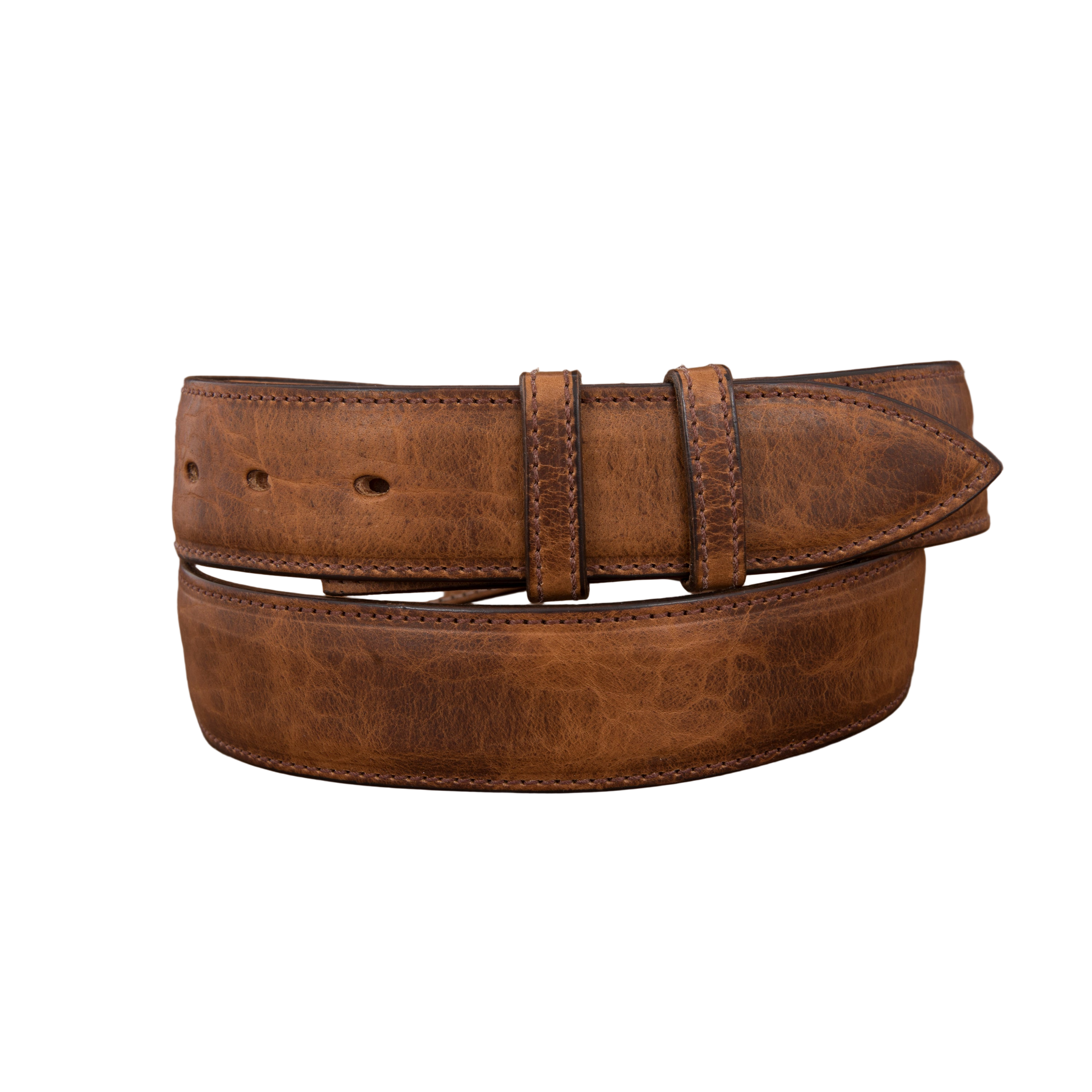 1 1/2" COGNAC BISON BELT W/BILLETS