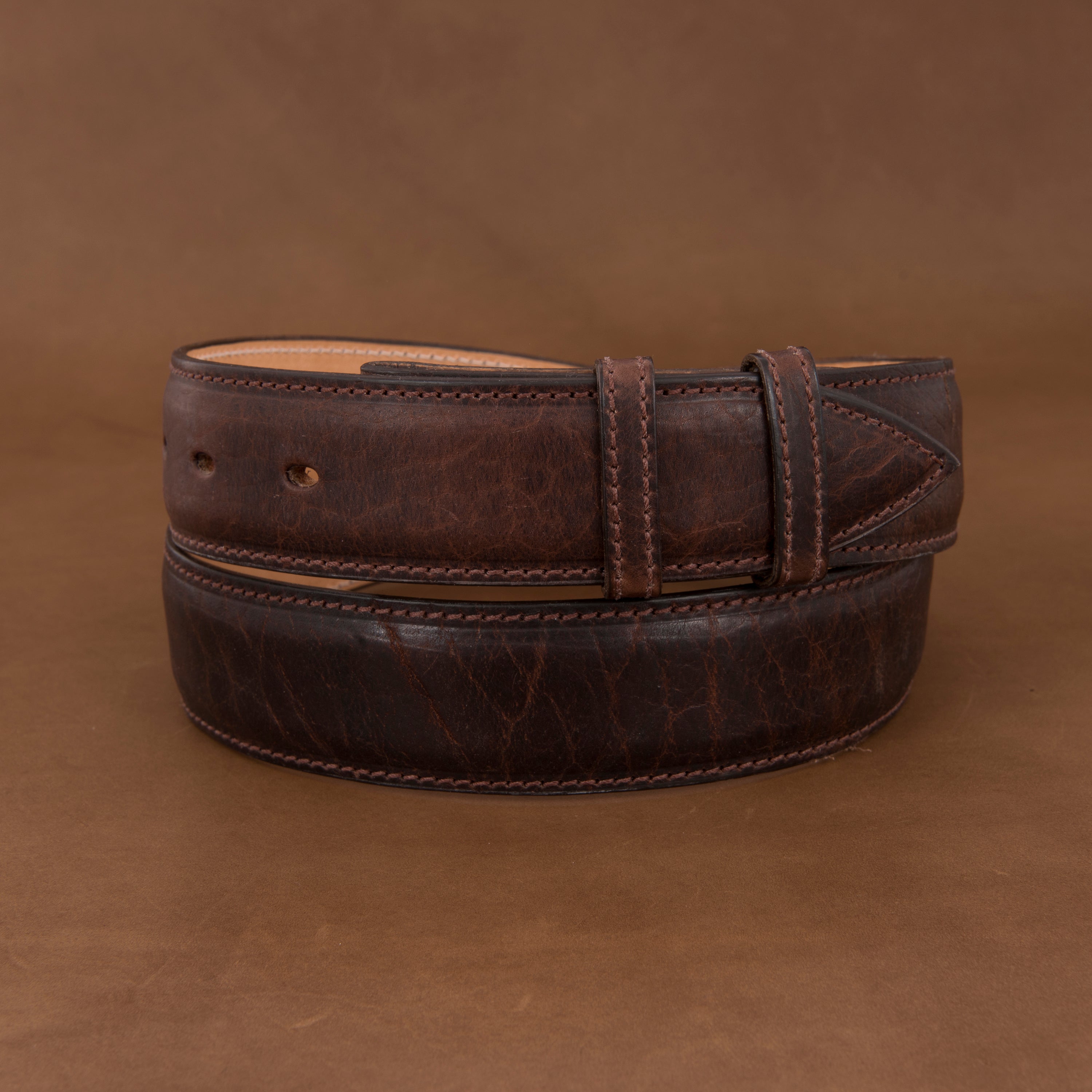 1 1/2" MOCHA BISON BELT W/BILLETS