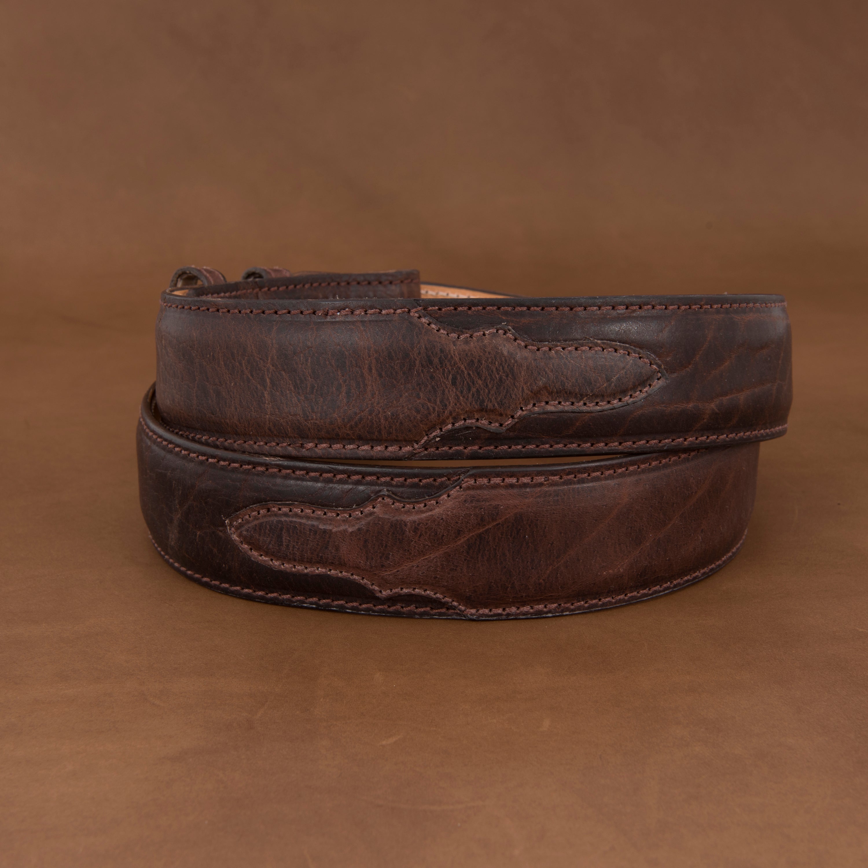 1 1/2" MOCHA BISON BELT W/BILLETS