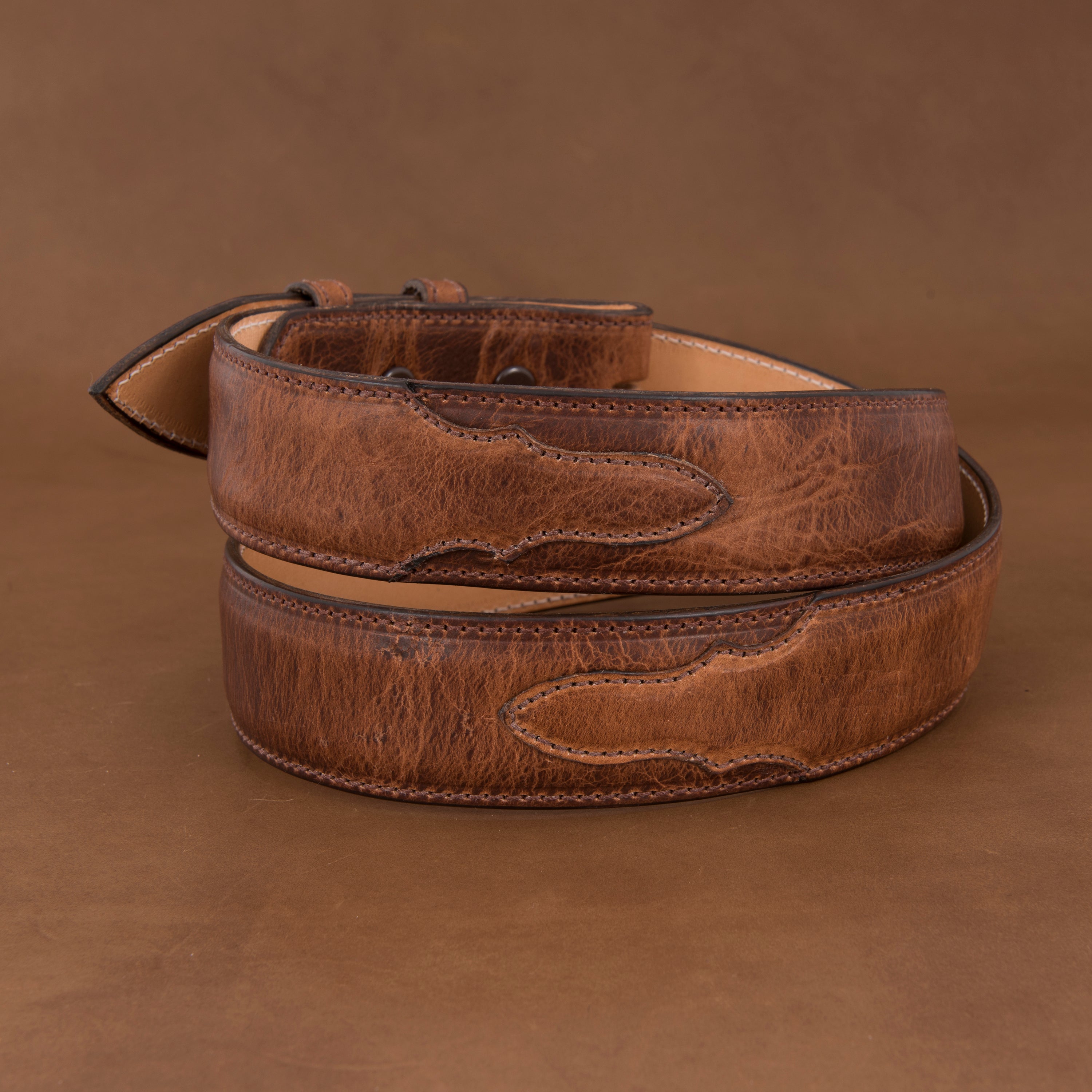 1 1/2" WHISKEY BISON BELT W/BILLETS
