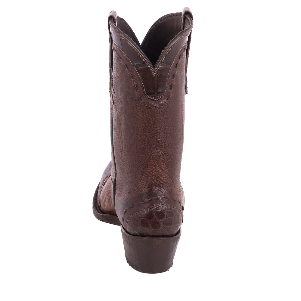 Ladies Cowboy 10" Kango CC Smooth Ostrich CH Gator Collar WT-HF Brown Buckstitch WT, HF, CL