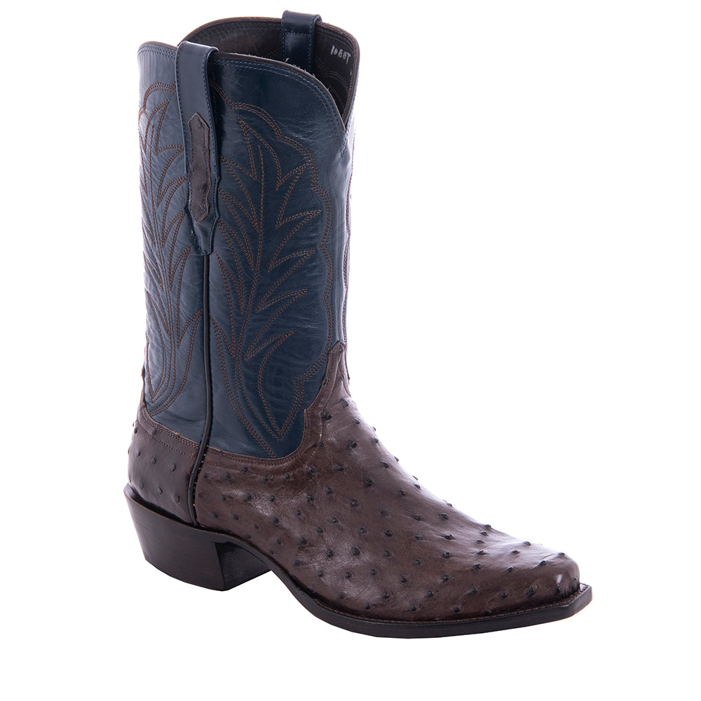 Men's 12" Nicotine FQ Ost Blue Kidskin Winn Cowboy Boot