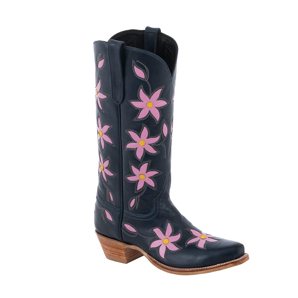 Ladies Cowboy Navy Diablo Pink/Tan Pinwheel Inlay