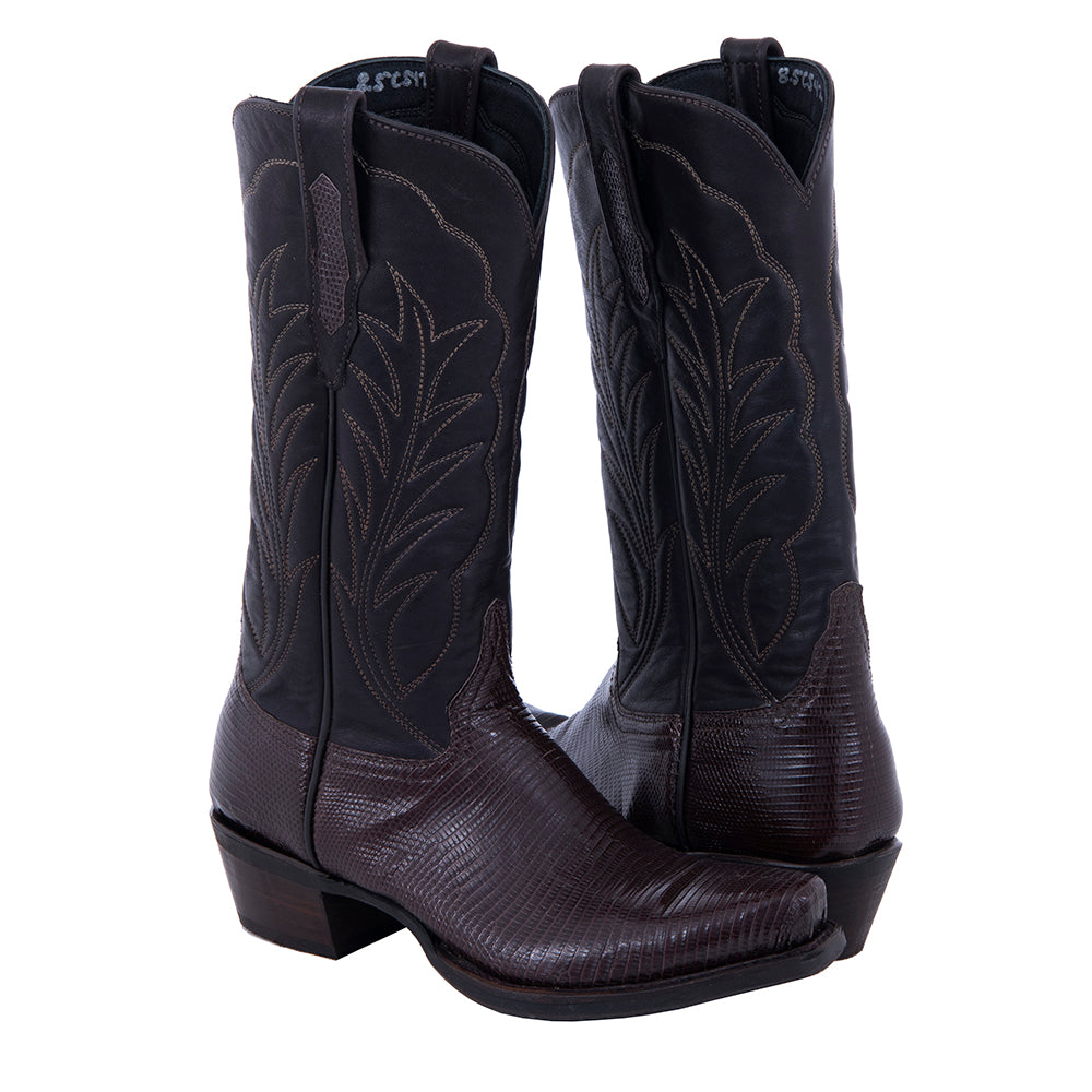 Ladies Cowboy 13" Chocolate Lizard Winn Stitch MV Sole
