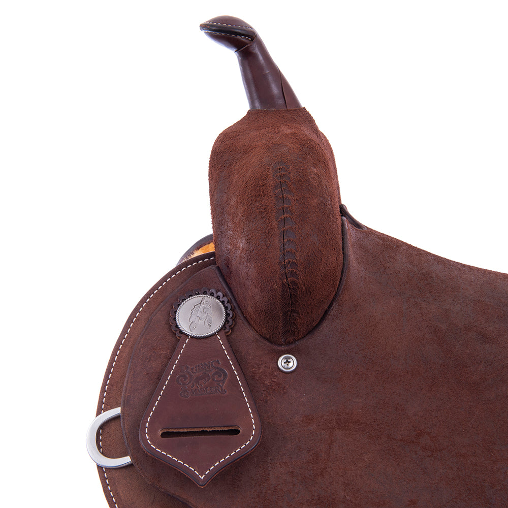Chocolate Roughout Barrel Saddle- Semi Square Skirts, Cheyene Roll, Hard Seat