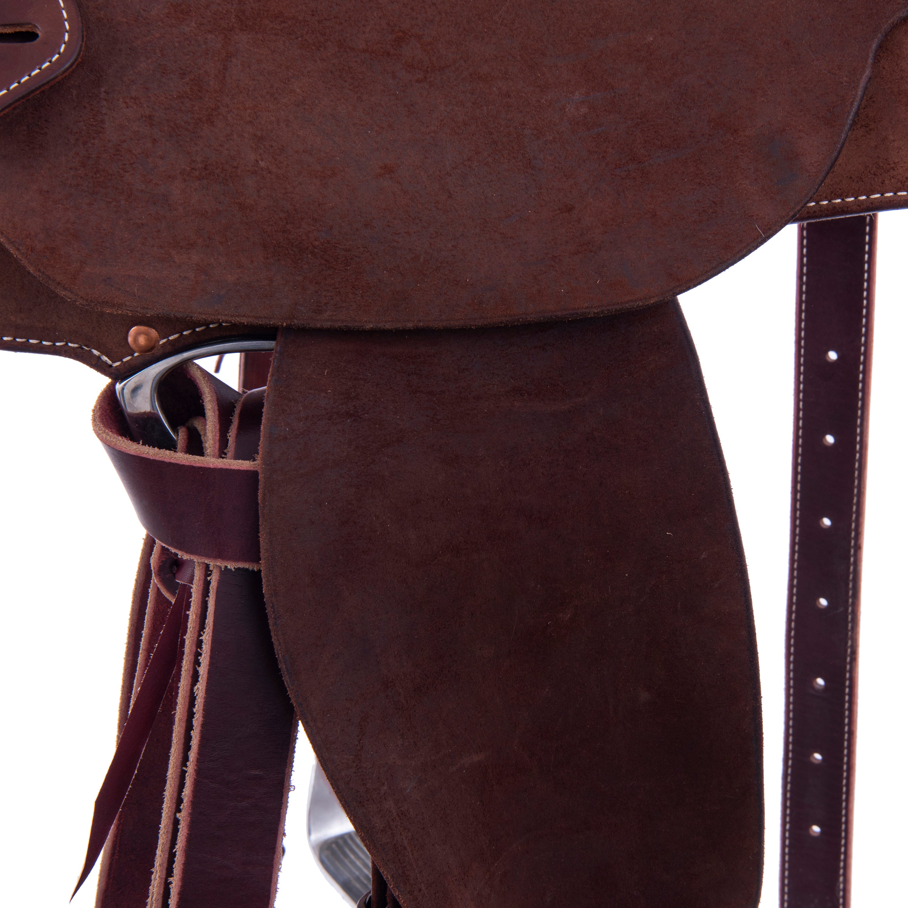 Chocolate Roughout Barrel Saddle- Semi Square Skirts, Cheyene Roll, Hard Seat