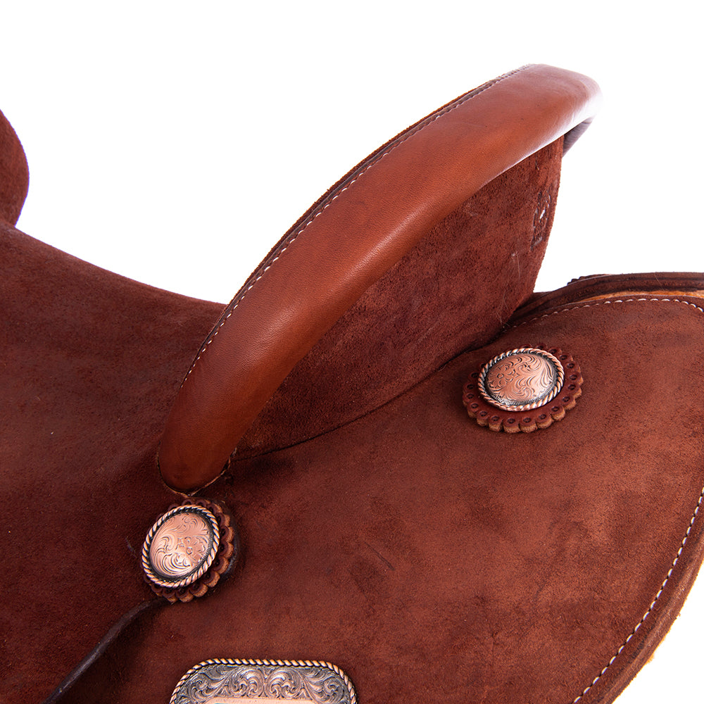 FULL CHESNUT ROUGHOUT BARREL SADDLE - ROUND SKIRTS NO TOOLING