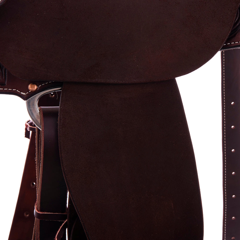 1/2 Smooth Chocolate 1/2 Chocolate Roughout Barrel Saddle- Round 1/2 Wyo Floral