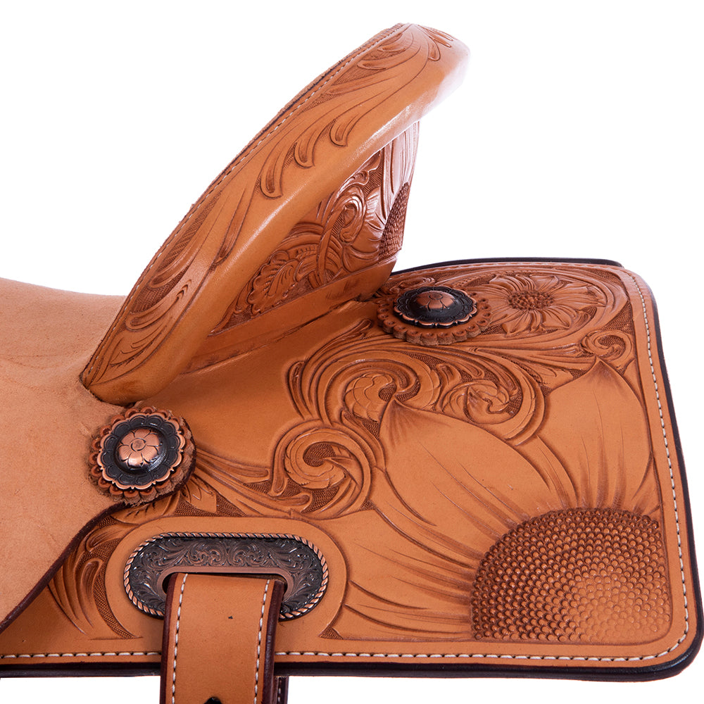 RUSSET 1/2 SMOOTH 1/2 ROUGHOUT BARREL SADDLE - SEMI SQUARE SKIRTS 1/2 SUNNY DAYS