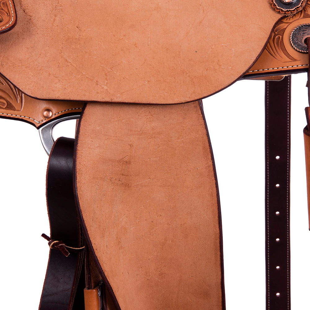 RUSSET 1/2 SMOOTH 1/2 ROUGHOUT BARREL SADDLE - SEMI SQUARE SKIRTS 1/2 SUNNY DAYS