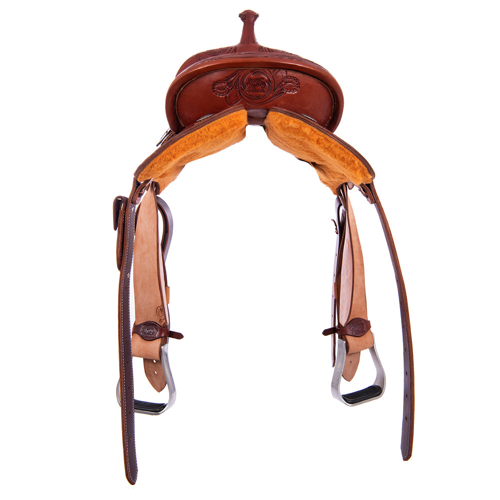 Barrel Saddle – Chestnut Smoothout & Russet Roughout, D. Daisy Floral Corners