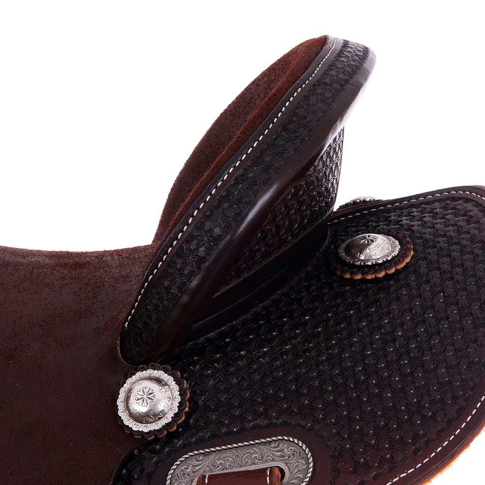 Burns Chocolate SO/RO Barrel Saddle- Round- 1/2 Snowflake