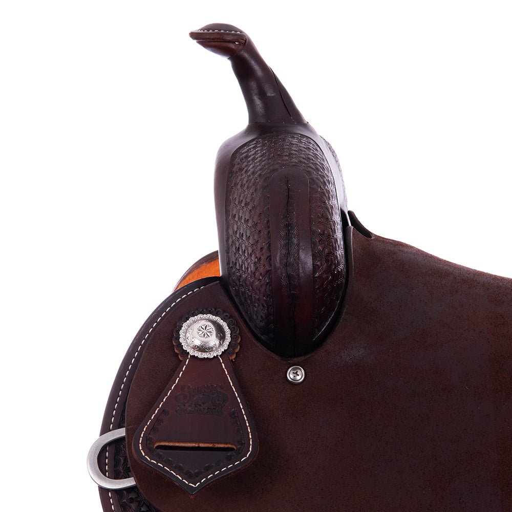 Burns Chocolate SO/RO Barrel Saddle- Round- 1/2 Snowflake
