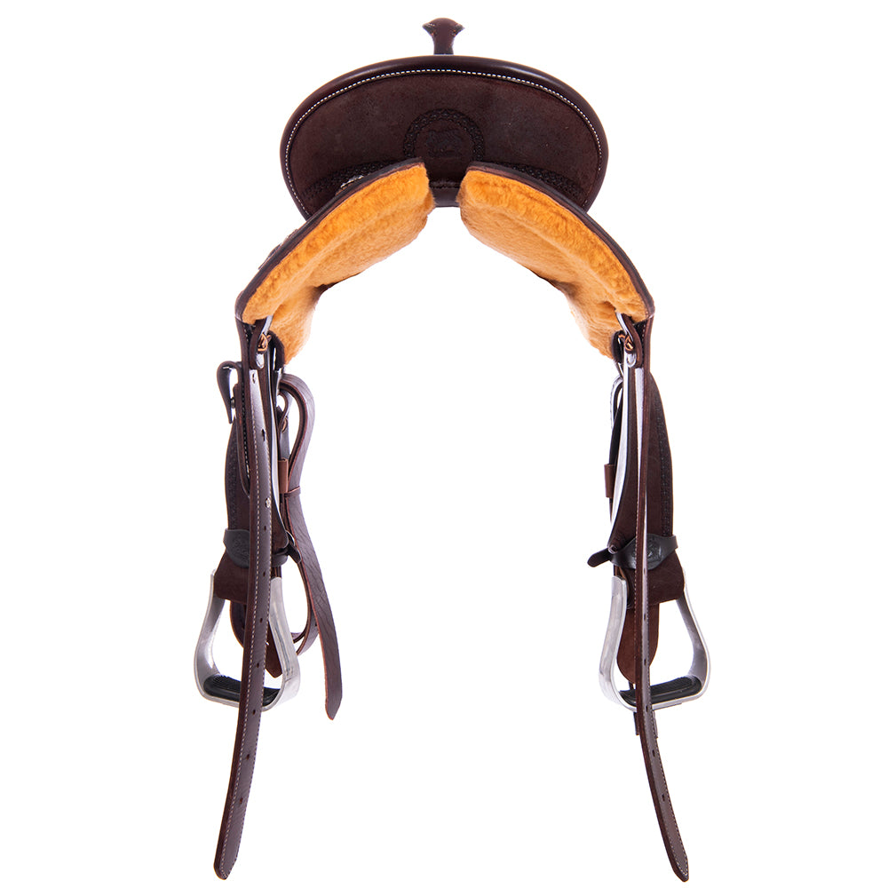 Burns Chocolate RO Barrel Saddle- Round- Celtic Border